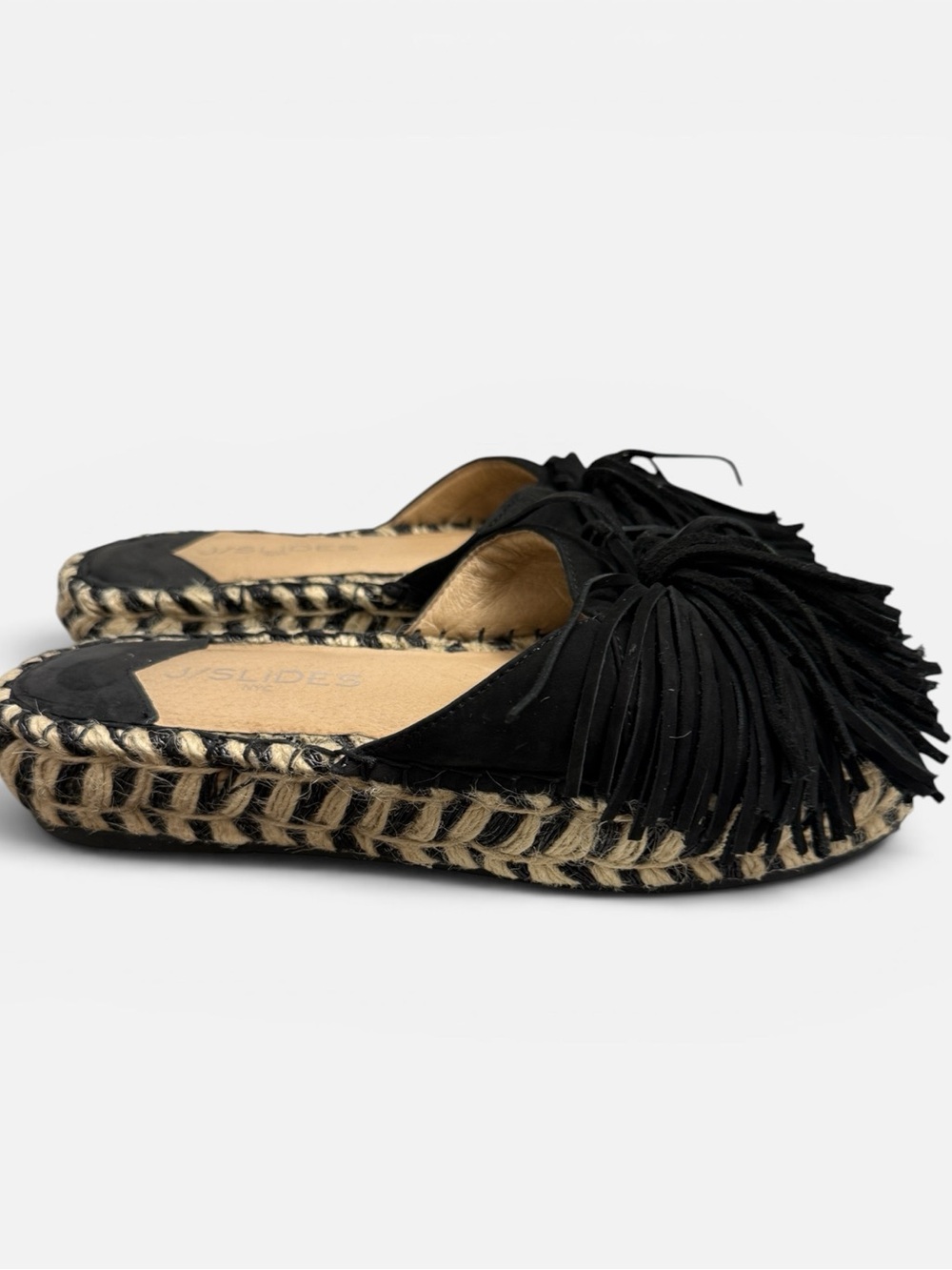 J/Slides Ruby Suede Fringe Espadrille Platform Slides Size 7 Festival